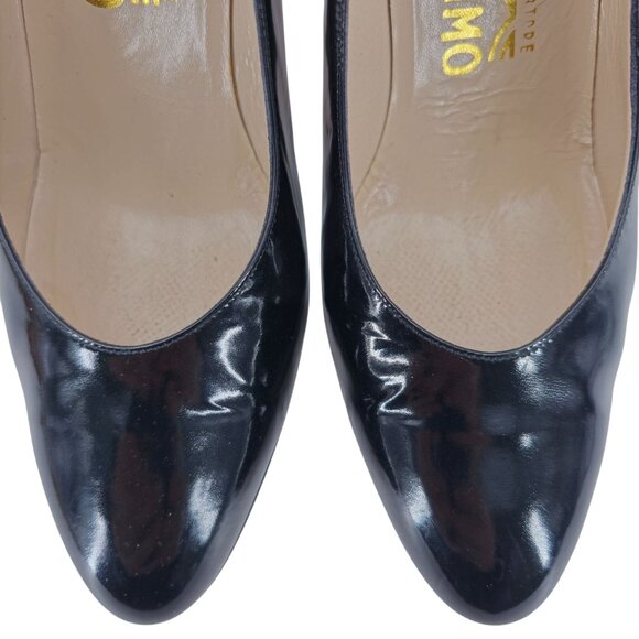 Vintage Salvatore Ferragamo Black Leather Dress Pumps Womens Size 8 Formal Heels - Picture 13 of 13